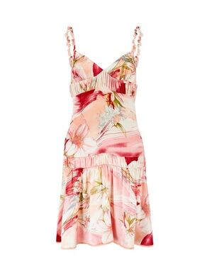 Blumarine S/S 2004 Pink Floral Ruffle Silk Dress